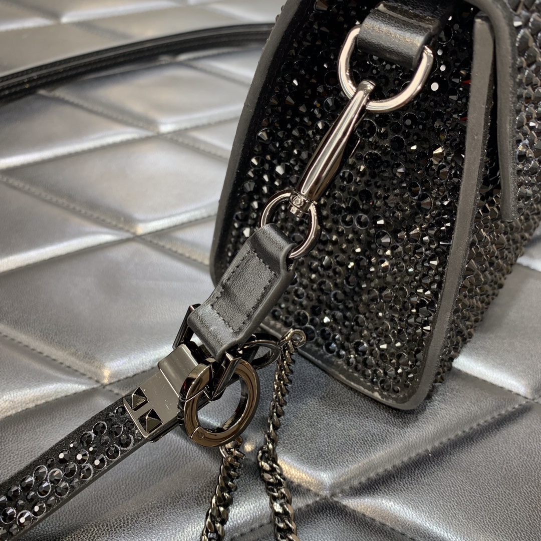 Valentino Garavani Vsling Mini Handbag Entirely Covered in Black Rhinestones 